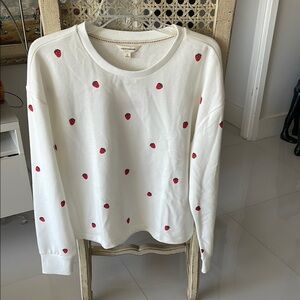 Lucky Brand White Sweatshirt with Red Accents